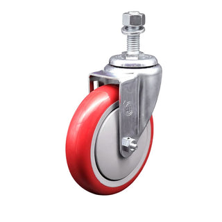 Advance Tabco 190TA255PCST Replacement Caster by Service Caster – 5" Red Polyurethane Wheel, Polyurethane Tread on Polyolefin Core, Model ADV-SCC-TS20S514-PPUB-RED-121334
