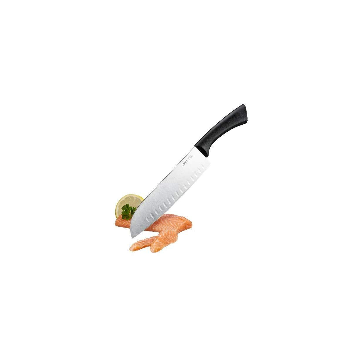 Santoku Knife Senso by GEFU – Santokumesser, steel, Black / Silver, Model 13890