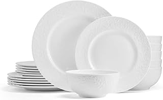 Mikasa Parchment White Bone China Lightweight Chip Resistant 18 Piece Dinnerware Set, Service for 6