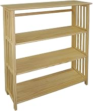 Furnifact 4-Shelf Folding Bookcase, Space-Saving, Durable Wood, Adjustable Height, Modern Design for Living Room, Home Office