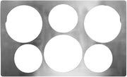 HUBERT Food Bar Tile Template Brushed Stainless Steel for 6 Display Cans - 21 1/10" L x 12 3/4" W x 3/4" H