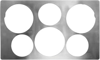 HUBERT Food Bar Tile Template Brushed Stainless Steel for 6 Display Cans - 21 1/10" L x 12 3/4" W x 3/4" H
