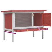 Outdoor Rabbit Hutch 1 Layer in Red Wood by vidaXL – Fir, Green,Red,White,Wood, Model 170830