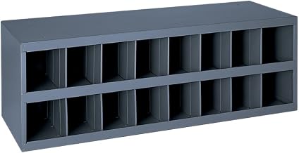 Durham 353-95 Gray Cold Rolled Steel 16 Opening Bin with Slope Self Design, 33-3/4" Width x 11-1/2" Height x 12" Depth
