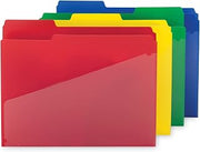 SMEAD Plastic File Folders with Pockets and Tabs, Letter Size, 12 Count | Plastic file folders with clear front pocket; a single pocket slash file jacket, tear resistant, 3/4 inch expansion.