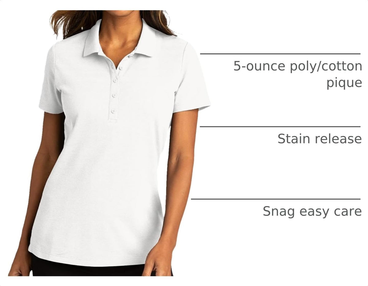Women's SuperPro React Short-Sleeve Polo Shirt White by Port Authority – Medium, Stain, White, Model LK810