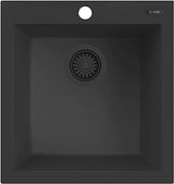 Ruvati 18 x 20 inch epiGranite Drop-in Topmount Granite Composite Quartz Single Bowl Wet Bar Prep Sink - Midnight Black - RVG1018BK
