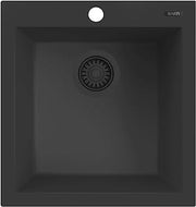 Ruvati 18 x 20 inch epiGranite Drop-in Topmount Granite Composite Quartz Single Bowl Wet Bar Prep Sink - Midnight Black - RVG1018BK