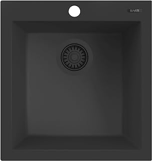 Ruvati 18 x 20 inch epiGranite Drop-in Topmount Granite Composite Quartz Single Bowl Wet Bar Prep Sink - Midnight Black - RVG1018BK