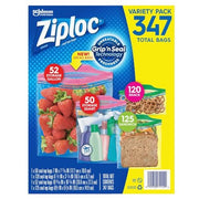 Ziploc 347 Piece Assortment / Total Bags / clear Food Storage Bags