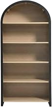 Wooden Curio Cabinet with Arched Frame, Tall Arched Bookcase and Open Display Shelves for Living Room, Black
