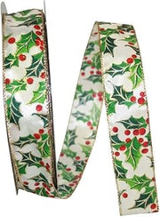 Reliant Ribbon Holly Value Wired Edge Ribbon, 1-1/2 Inch X 50 Yards, Multi