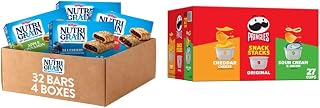 Nutri Grain Nutri-Grain Soft Baked Breakfast Bars, Made with Whole Grains, Kids Snacks, Variety Pack (4 Boxes, 32 Bars) + Pringles Potato Crisps Chips, Lunch Snacks, Variety Pack, 19.3oz Box (27 Cups)