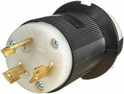Hubbell Locking Plug, L5-30P, 30 A, 125V AC, Single Phase, 2 Pole, Spring Clamp Terminals, Black, White - 1 Each