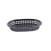 Black 8-1/2" x 6" Oval A La Carte Platter Basket by Tablecraft – Large, Polypropylene, Black, Model 7.27875E+11