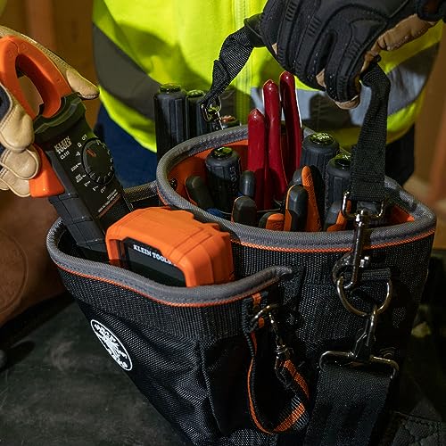 KLEIN TOOLS Shoulder Pouch / Black&Orange / 432.13 cubic_inches Tool Bags