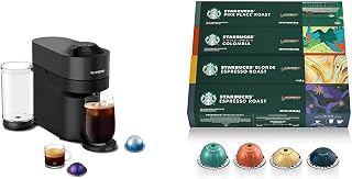 Nespresso Vertuo Pop+ Coffee and Espresso Machine by De'Longhi, Liquorice Black + Starbucks Capsules