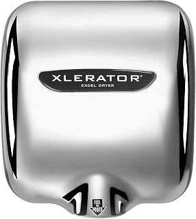 Excel Dryer XL-CV-1.1N Hand Dryer XLERATOR XL-C Automatic, Surface-Mounted, Cast Cover, Chrome Plated, 208-277V with Noise Reduction Nozzle