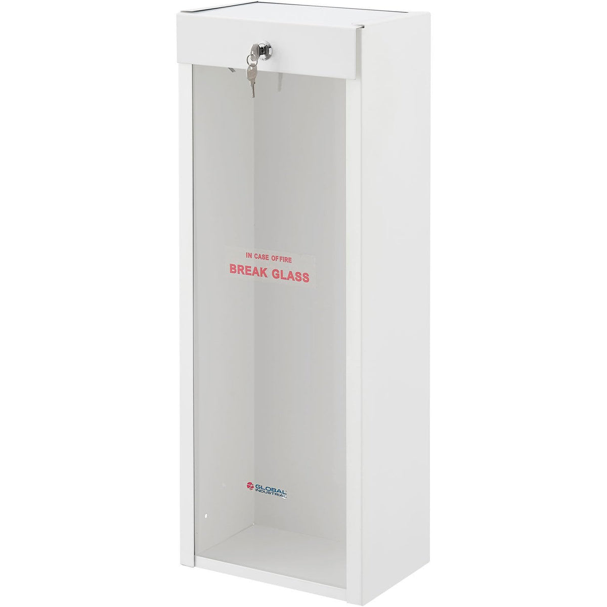 Lockable Steel Fire Extinguisher Cabinet with Breakable by Global Industrial – Steel, White, Model 670601