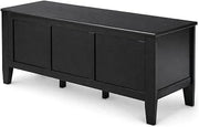 SIMPLIHOME Brooklyn 51" Wide Solid Wood Trunk Bench in Black