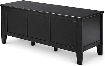 SIMPLIHOME Brooklyn 51" Wide Solid Wood Trunk Bench in Black