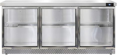 Continental Refrigerator SW72-GD-FB Three Section Work Top Refrigerator 72"W, Glass Doors & Front Breathing