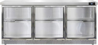 Continental Refrigerator SW72-GD-FB Three Section Work Top Refrigerator 72"W, Glass Doors & Front Breathing