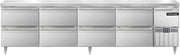 DLRA118-SS-D Designer Line Refrigerated Base Worktop Unit, 118" W, Full Stainless & Eight Drawers