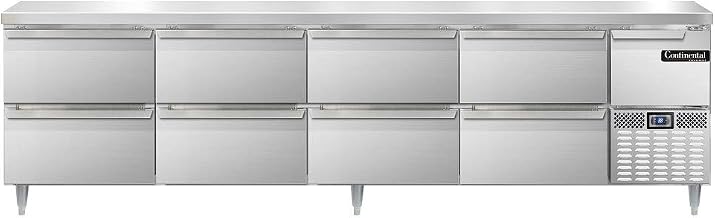 DLRA118-SS-D Designer Line Refrigerated Base Worktop Unit, 118" W, Full Stainless & Eight Drawers