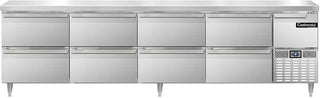 DLRA118-SS-D Designer Line Refrigerated Base Worktop Unit, 118" W, Full Stainless & Eight Drawers