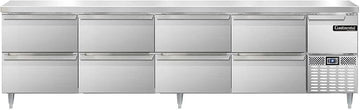 DLRA118-SS-D Designer Line Refrigerated Base Worktop Unit, 118" W, Full Stainless & Eight Drawers