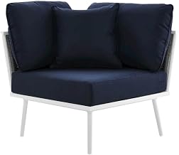White Aluminum Corner Chair for Outdoor Lounge, Weather-Resistant, 32.5-Inch Height, 32-Inch Depth, Comfortable Cushion, Patio or Garden