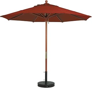 Grosfillex 7' Wooden Market Outdoor Umbrella - Terra Cotta, Lot of 2