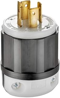 Leviton 20 Amp, 125/250 Volt, NEMA L14-20P, 3P, 4W, Locking Plug, Industrial Grade, Grounding, 2411, Black-White