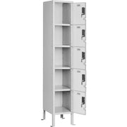 Global Industrial 5-Tier 5 Door Clear View Locker – Digital Lock, 12" Wx18 Dx66 H, Gray, Unassembled