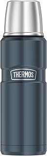 Thermos Stainless King Thermos Flask, Ice Grey, 0.47 L, Stainless Steel, Completely Leak-Proof, with Drinking Cup, 12 Hours Hot & 24 Hours Cold, Compact & Robust for Travel and Camping, BPA-Free