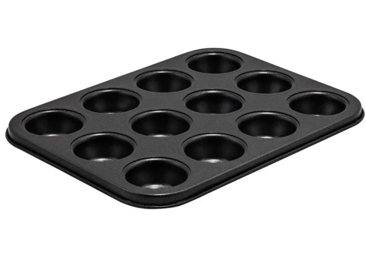 0.75 oz 12 Cup Mini Carbon Steel Muffin Pan by Winco – Standard, 12.0 cups, Metal, Silver, Pack of 6
