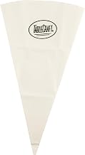 Tablecraft Canvas Pastry Bag, 16"x9"x0.02", White Polyurethane Coated, Durable Reusable Icing Bag, Flexible Decorating Tool for Baking, Piping, and Food Prep Applications