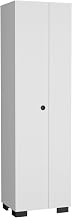 Tuhome Lake Slim Broom Cabinet, 71.3" Tall Freestanding Pantry Cabinet with 5 Shelves, 2 Doors and 3 Side Broom Hangers, Engineered Wood Kitchen Pantry Storage Cabinet, White