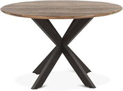 Santa Margherita Mango Wood Round Dining Table with Iron Pedestal Base, Gathering Table for Kitchen and Dining Room, Tan, 48 in.