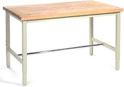 Global Industrial 72" W x 36" D Adjustable Height Workbench, 1-3/4" Thick Maple Top Safety Edge, Tan