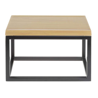 Black Display Riser with Butcher Block Top - 7" H by HUBERT – 10.5" x 6.4" x 7", Black, Model 73114+18765