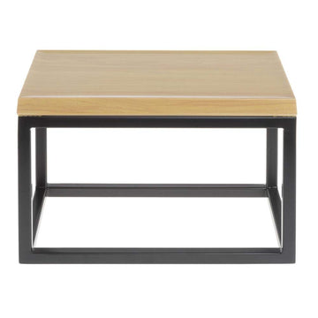 Black Display Riser with Butcher Block Top - 7" H by HUBERT – 10.5" x 6.4" x 7", Black, Model 73114+18765