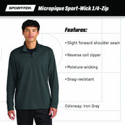 Unisex Micropique Sport-Wick Quarter Zip | Moisture Wicking Pullover for Men and Women by SPORT-TEK – 4X-Large, True Navy, Model ST672