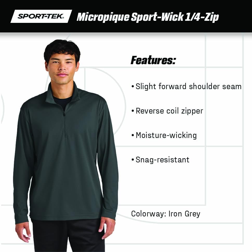Unisex Micropique Sport-Wick Quarter Zip | Moisture Wicking Pullover for Men and Women by SPORT-TEK – 4X-Large, True Navy, Model ST672
