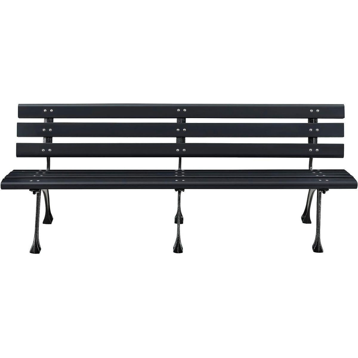 6'L Outdoor Park Bench with Backrest by Global Industrial – Iron, Black, Model 240126BK