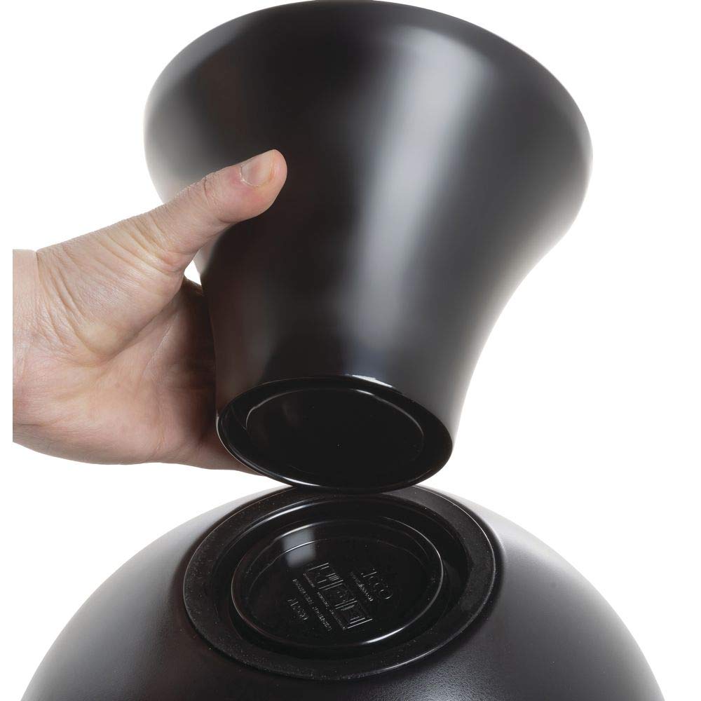 Black Melamine Serving Bowl with Light Wood Interior- 9 1/10" Dia by HUBERT – Melamine, Black, Model H0284-BLACK