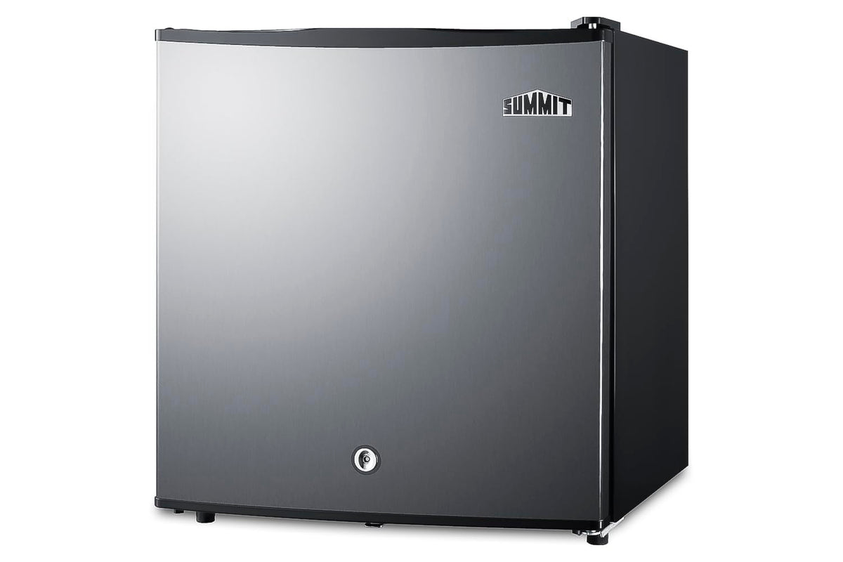 Summit 18” Mini Fridge by Summit Appliance – 19.88" H x 17.63" W x 17.75" D, 1.6 cubic_feet, In Description, Stainless Steel, Model MB42SS