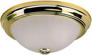 Canarm IFM211BP 11" 2 Bulb Flush Mount, Polished Brass with Frosted Swirl Glass