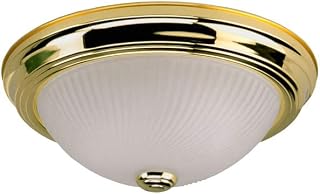 Canarm IFM211BP 11" 2 Bulb Flush Mount, Polished Brass with Frosted Swirl Glass